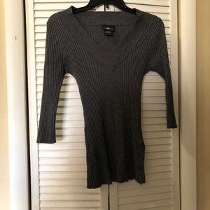 Gray Stretch Ribbed Sweater Long Sleeve,  Good Condition